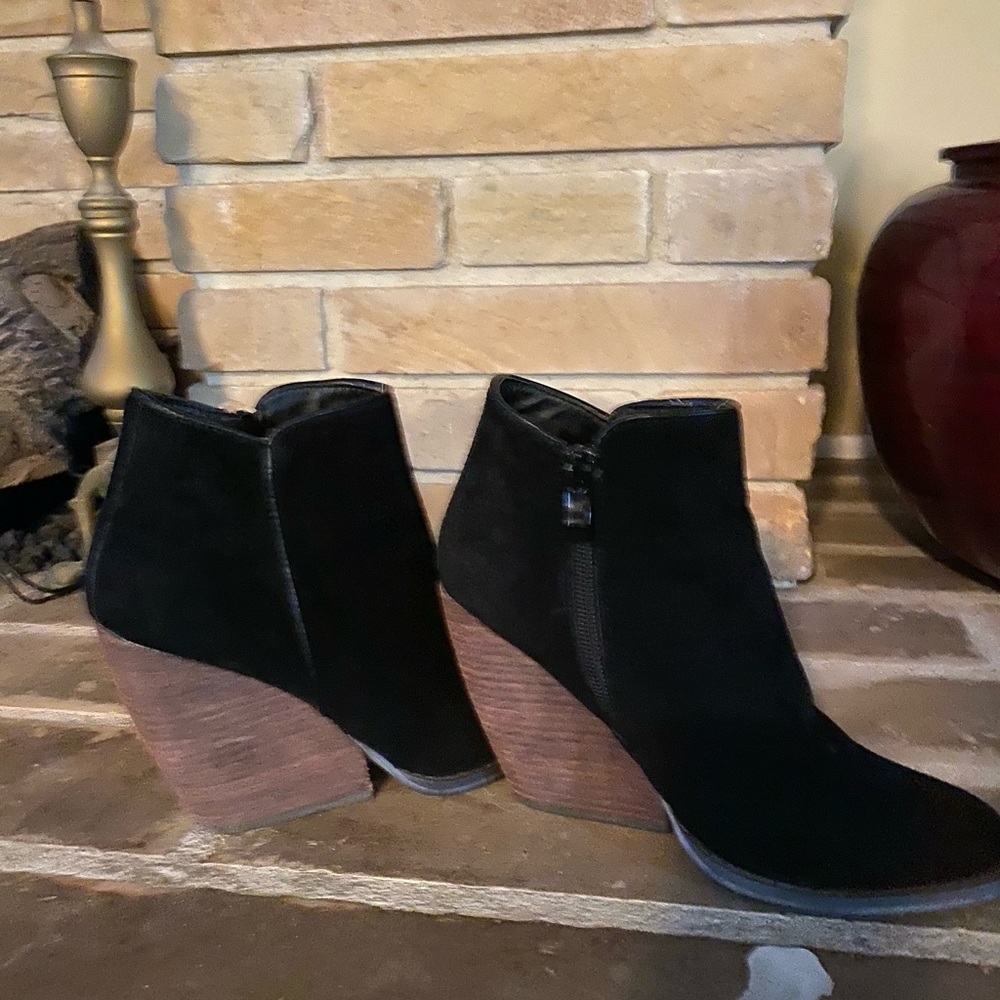 Black wedge booties